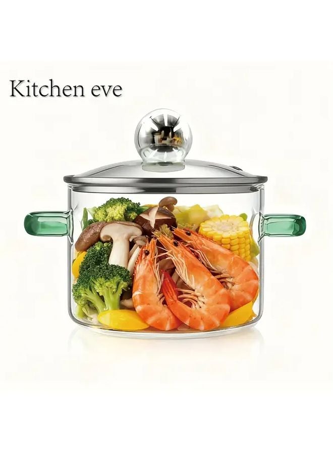 Green Glass Pot With Lid 50 3oz 1500ml Stovetop Cooking For Hotpot Soup Milk Tea - Image 1